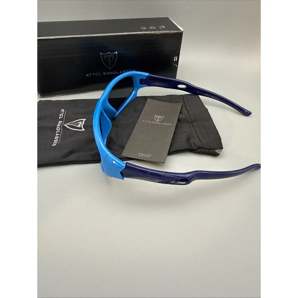 ATTCL Kids/Junior Authentic Blue Navy  Wrap S816 P Sunglasses 53/17-120 NWT Case